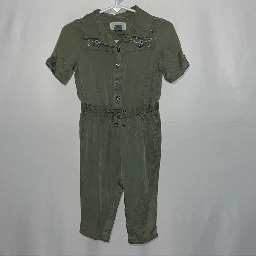 Old Navy Olive Green Embroidered Jumpsuit
